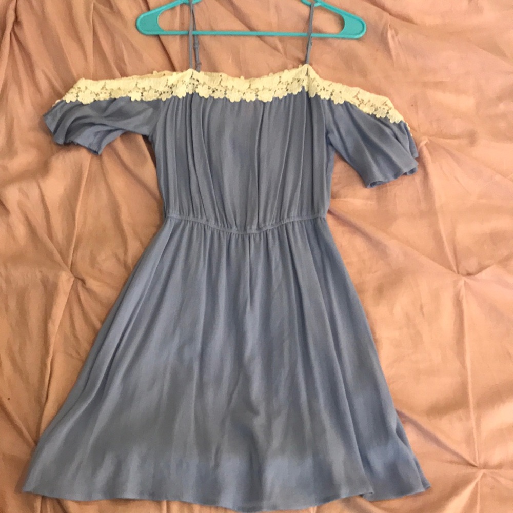 Light blue off the shoulder dress